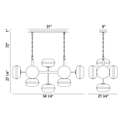 Eurofase ~ Nottingham ~ 54in LED Grand Chandelier, 10 Lights