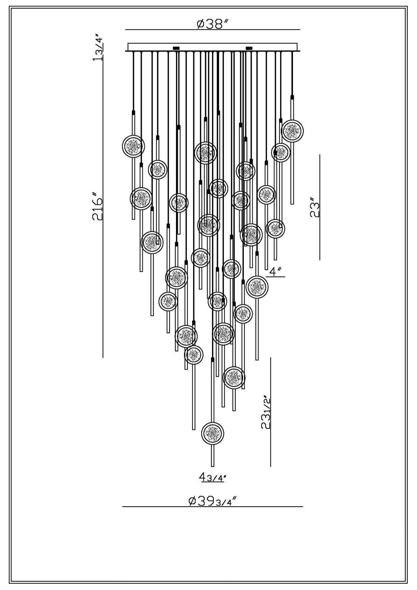 Eurofase ~ Barletta ~ 40in LED Grand Chandelier, 26 Lights