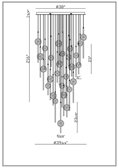 Eurofase ~ Barletta ~ 40in LED Grand Chandelier, 26 Lights