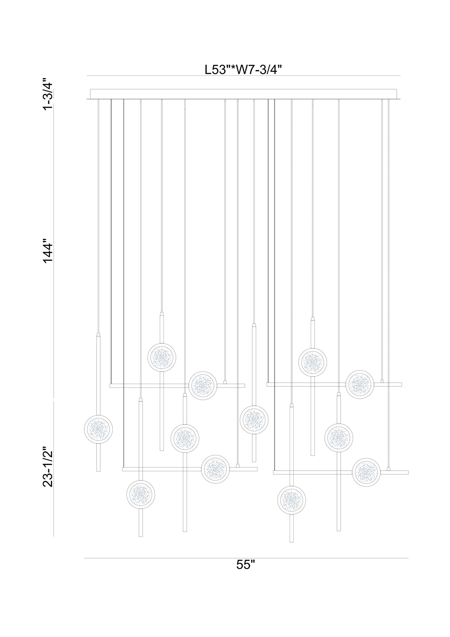 Eurofase ~ Barletta ~ 53in LED Grand Chandelier, 12 Lights