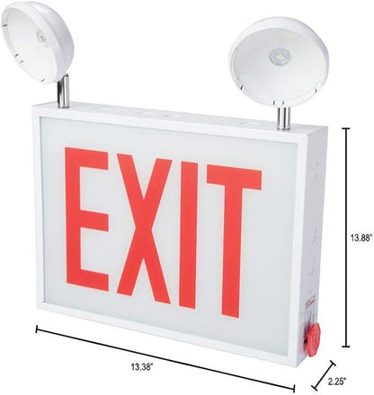 Sure-Lites ~ (CHXC71) ~ LED Exit Sign with Emergency Lights, White Steel and Glass Lens, Red Letters - Meets City of Chicago Fire Code