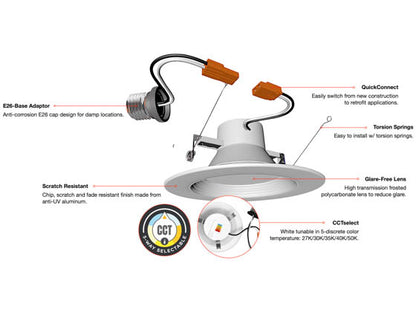 Archipelago Lighting ~ Nebula-I Series ~ 6in, 15watt, LED, White, Round ~ Recess Light