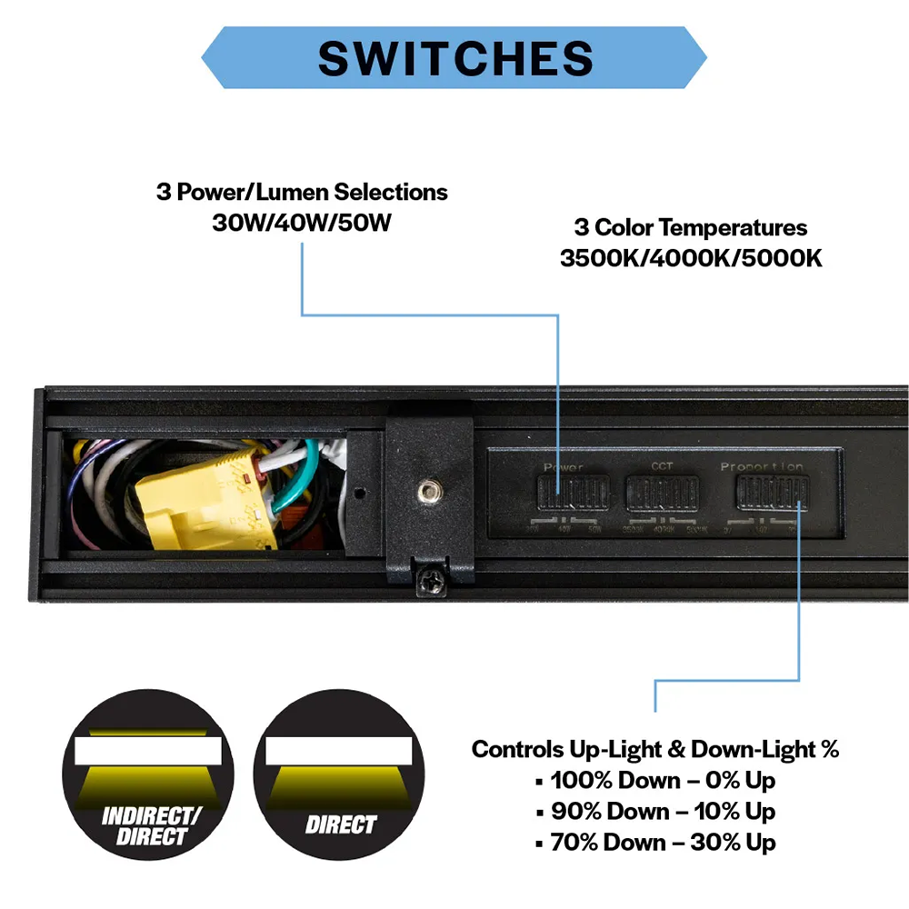 Topaz (LSA4-50PCS-BL ~ T77049) ~ 4 FT, 3-WATTselect, 50W Max, 3-CCTselect, LED, Architectural Linear Strip