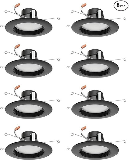 (8 pack) Satco S11835 9WLED/RDL/5-6/CCT-SEL/120V/BL Retrofit Downlight