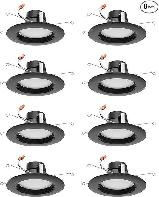 (8 pack) Satco S11835 9WLED/RDL/5-6/CCT-SEL/120V/BL Retrofit Downlight