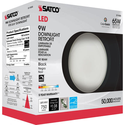 Satco ~ S11835 9WLED/RDL/5-6/CCT-SEL/120V/BL Retrofit Downlight