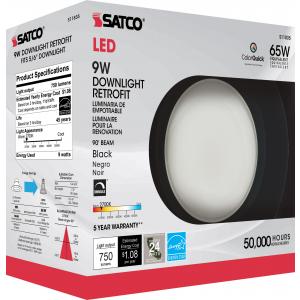 (8 pack) Satco S11835 9WLED/RDL/5-6/CCT-SEL/120V/BL Retrofit Downlight