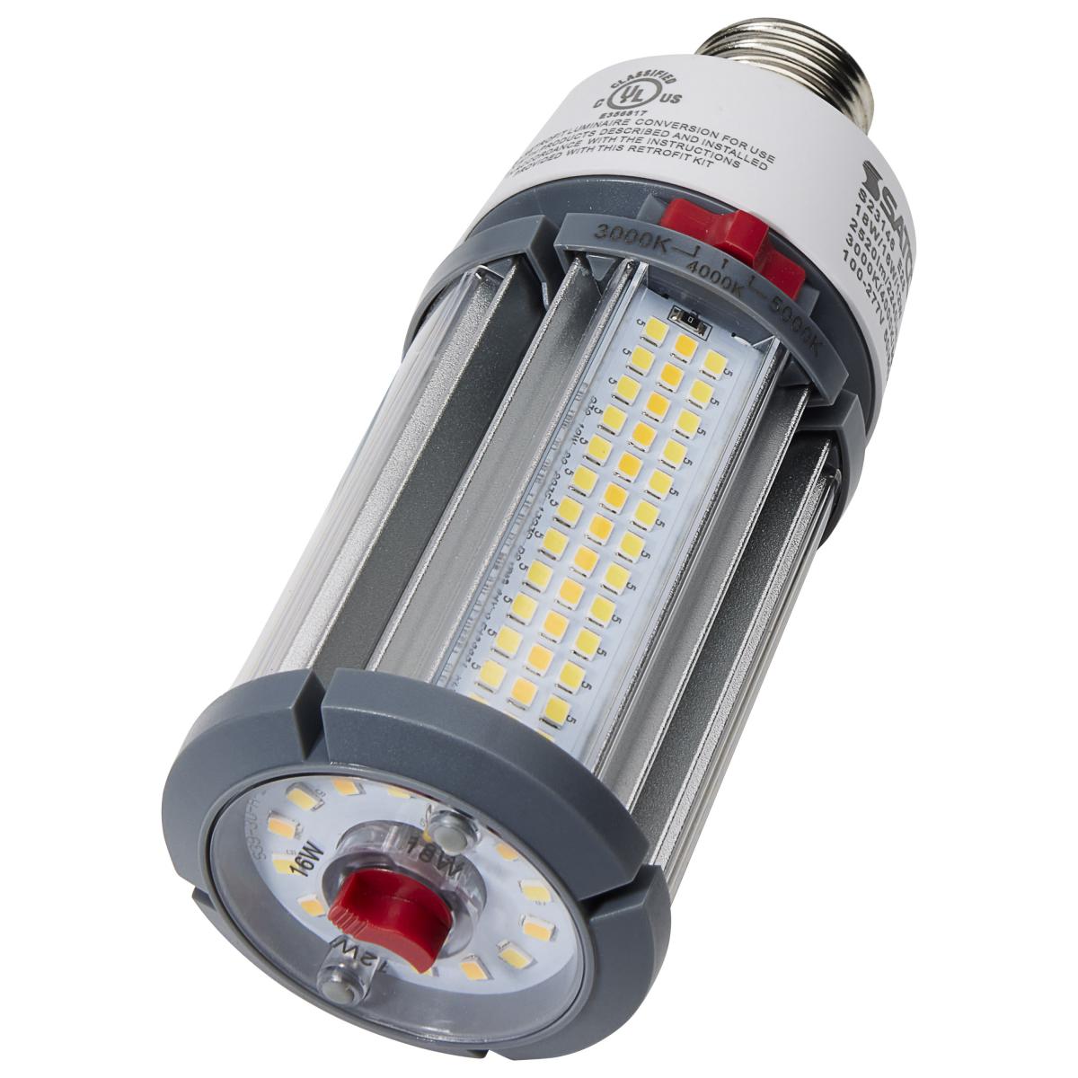 Satco (S23146) ~ 3-WattSelect, 18w Max, 3-CCT, LED, Corncob Lamp, HID Replacement