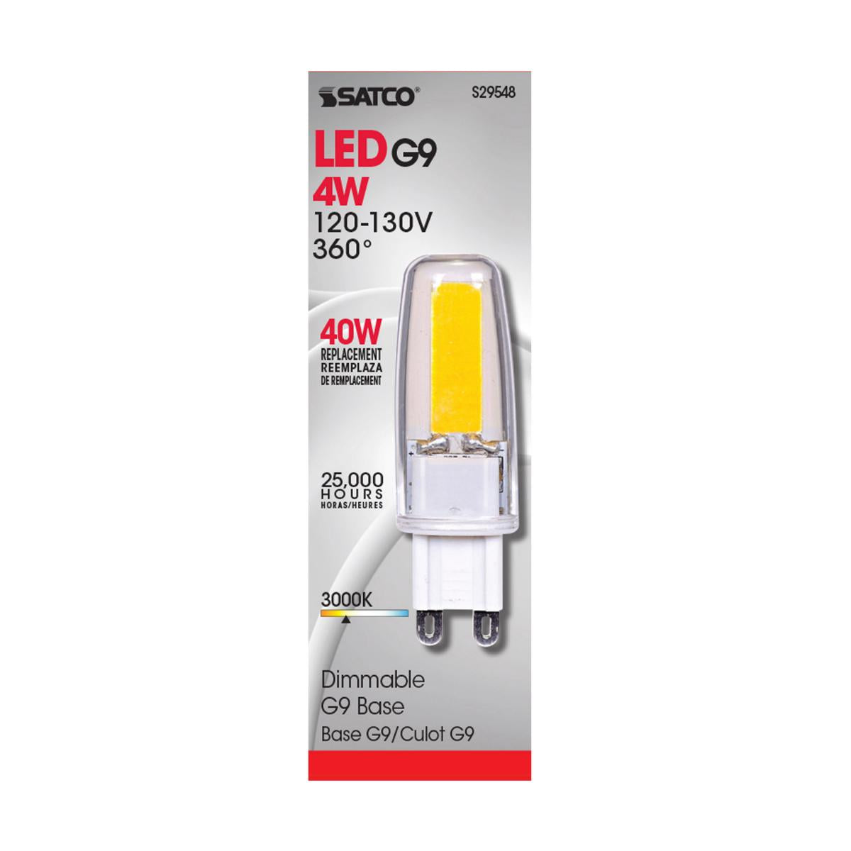 Satco (S29548) ~ 4w, 30k, LED, Bi-Pin G9 base, miniature bulb