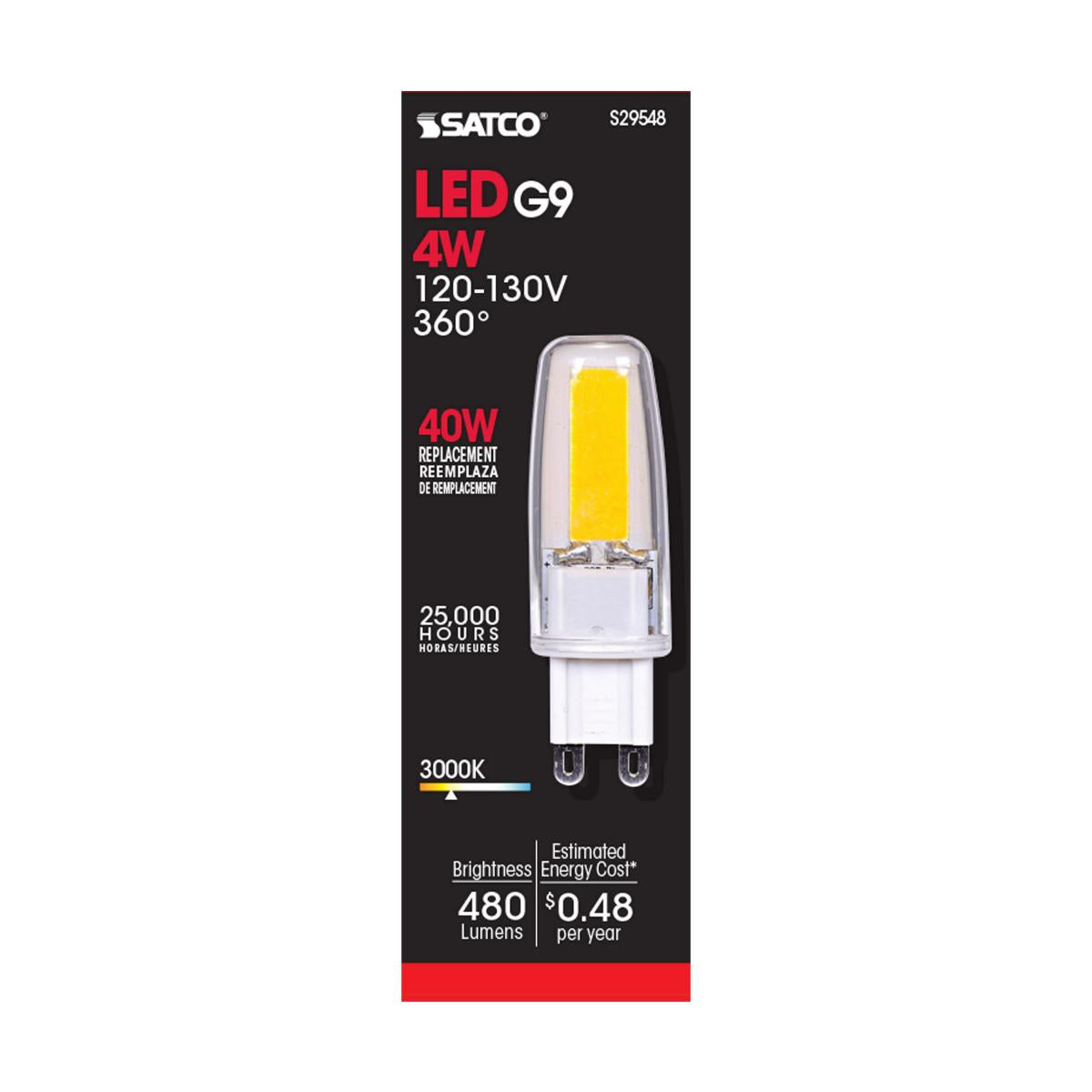 Satco (S29548) ~ 4w, 30k, LED, Bi-Pin G9 base, miniature bulb