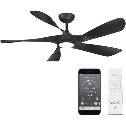 WAC (F-105L) - SWIRL 5 - 56 inch, 4-CCT, LED light, Matte Black, 6 Speeds-Silent DC motor ~ Ceiling Fan