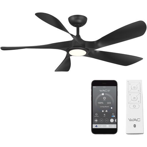 WAC (F-105L) - SWIRL 5 - 56 inch, 4-CCT, LED light, Matte Black, 6 Speeds-Silent DC motor ~ Ceiling Fan