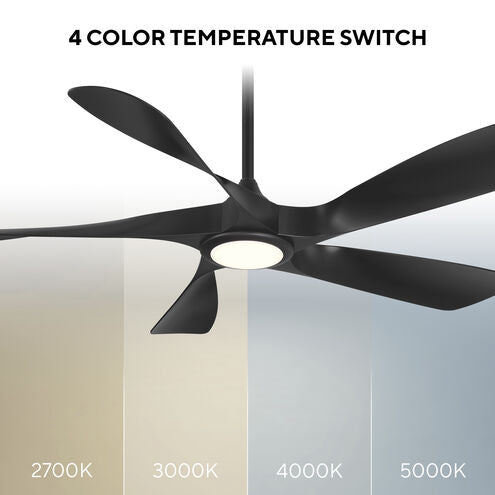 WAC (F-105L) - SWIRL 5 - 56 inch, 4-CCT, LED light, Matte Black, 6 Speeds-Silent DC motor ~ Ceiling Fan